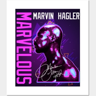 Marvelous Marvin Hagler Boxing Legend Signature Vintage Retro 80s 90s Bootleg Rap Style Posters and Art